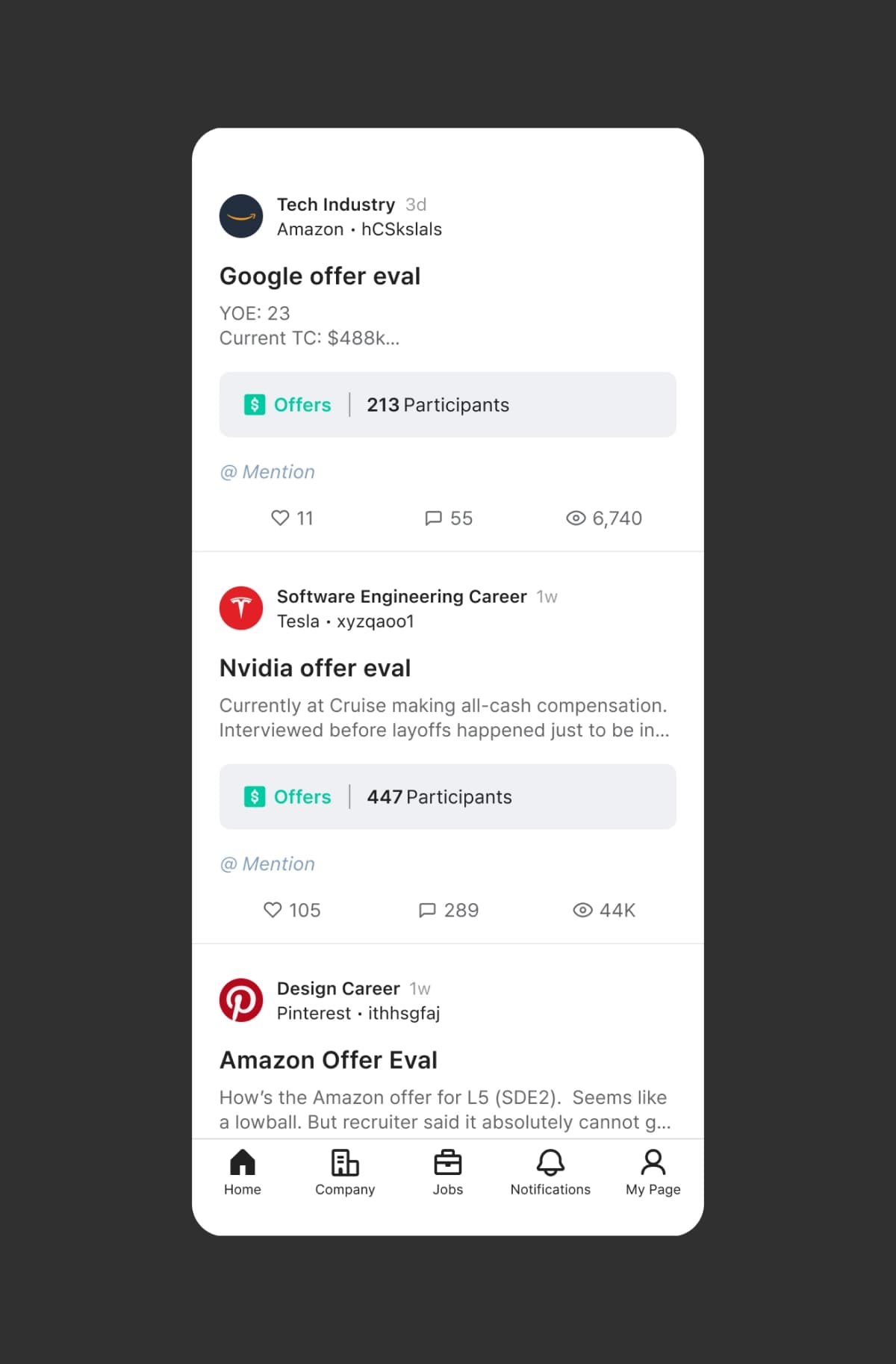 Offer Evaluations In Feed