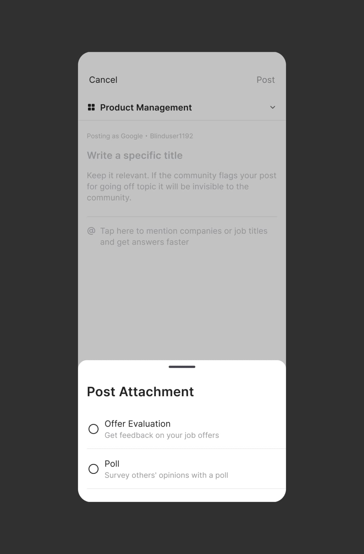 Post Attachment Bottom-Sheet UI